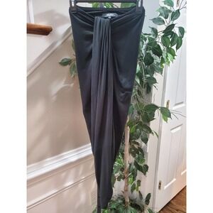Lulu’s Women's Black Solid Polyester Scenic Drive Midi Skirt Size X-Small